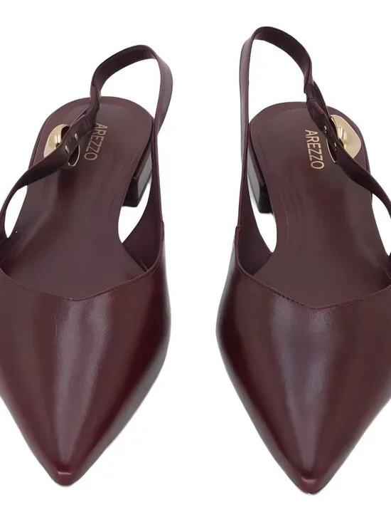 Arezzo Farrah Pointed Toe Slingback Ballet Flats Wine Berry Red 9M - Picture 5 of 6